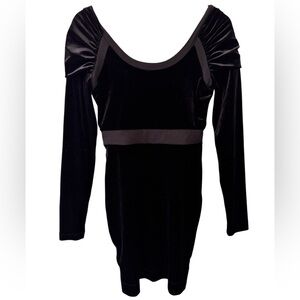 BCBGeneration Black Velvet Body-con Dress Long Puff Sleeve Size XS Pullover